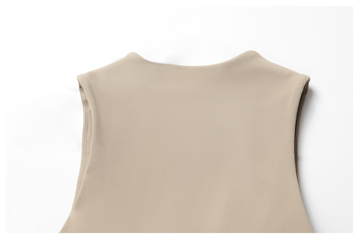 AMEL Court Sculpt Zip Tennis Dress – Sand