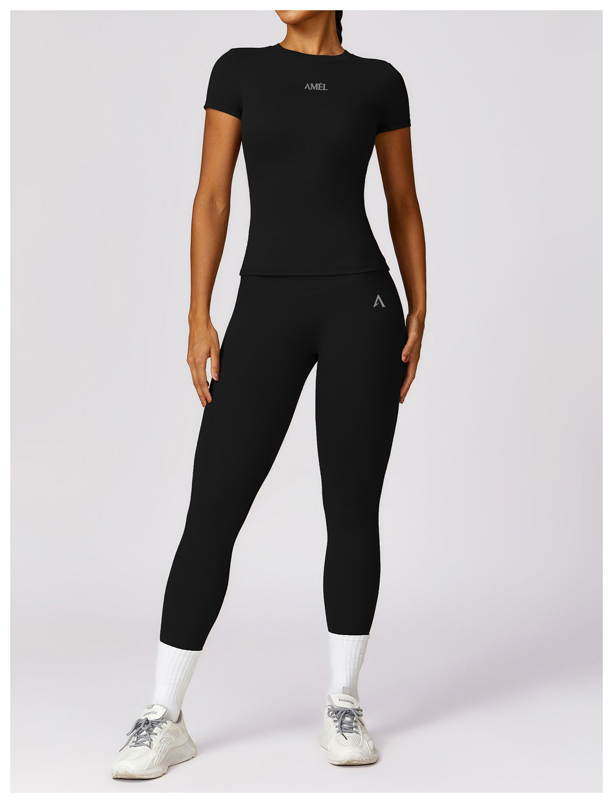 AMEL Essential Sculpt T-Shirt & Leggings Set – Black