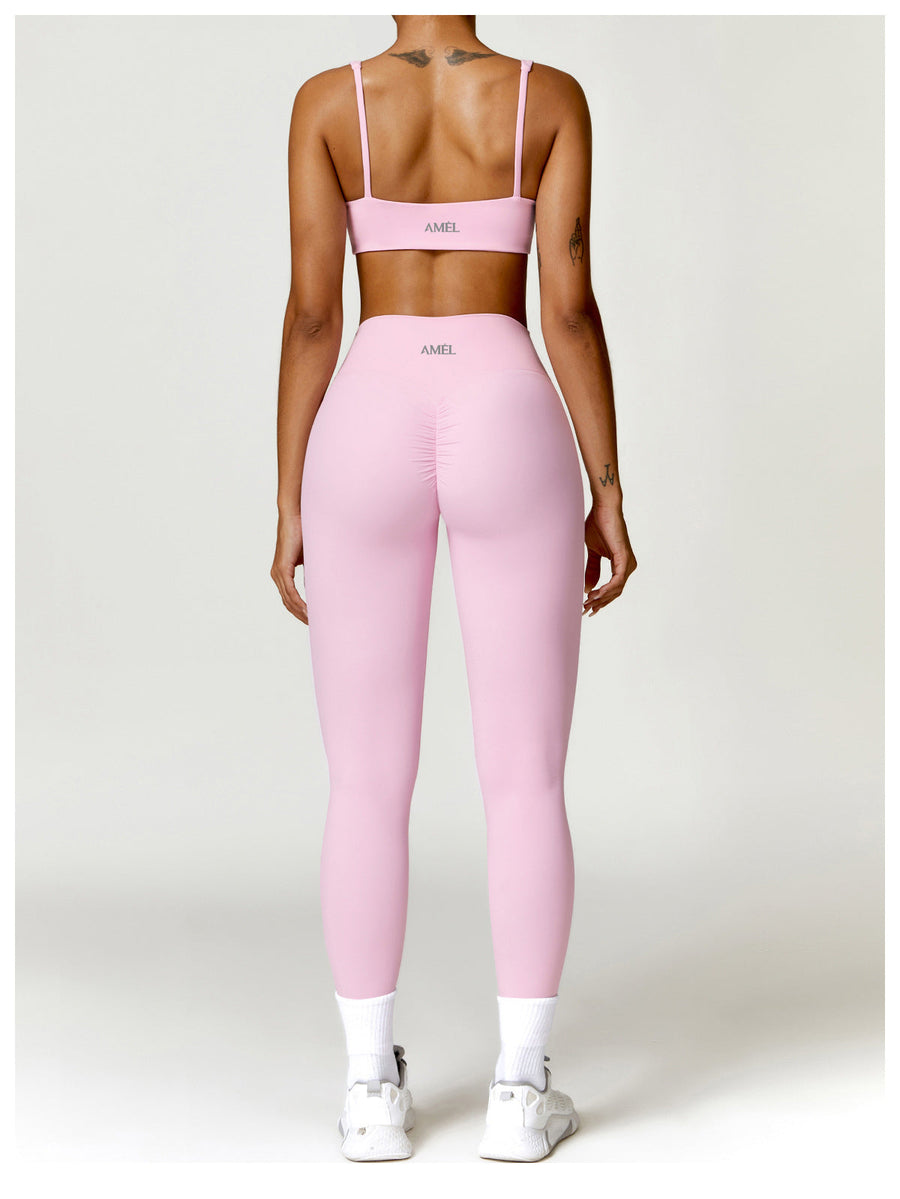 Pink Seamless Crop Top & High-Waisted Leggings Set