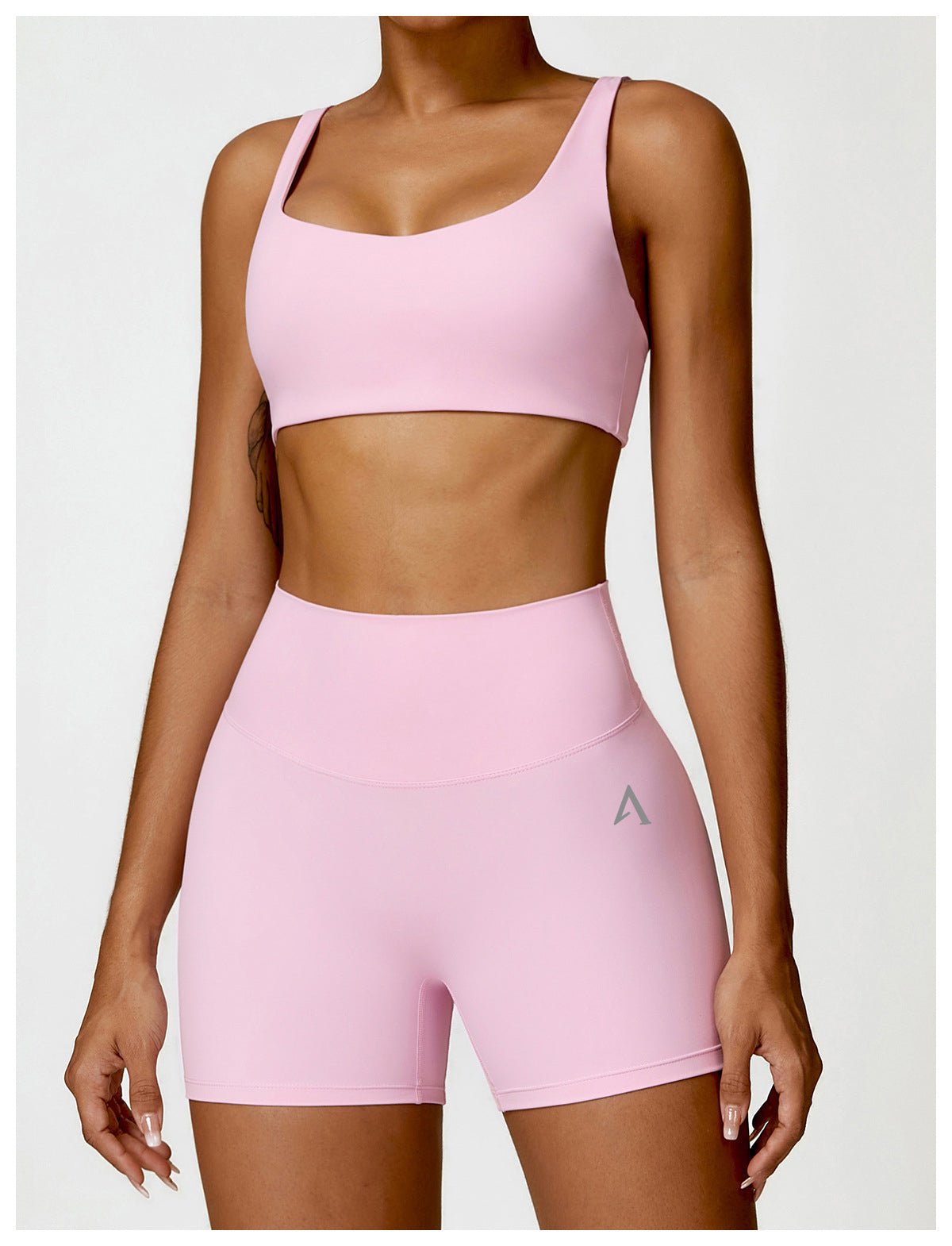 Pink Seamless Crop Top & High-Waisted Leggings Set