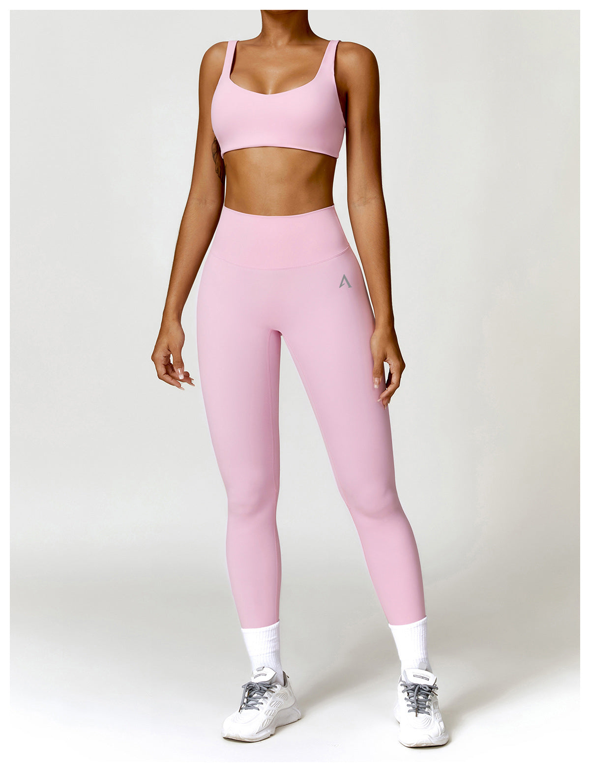 Pink Seamless Crop Top & High-Waisted Leggings Set