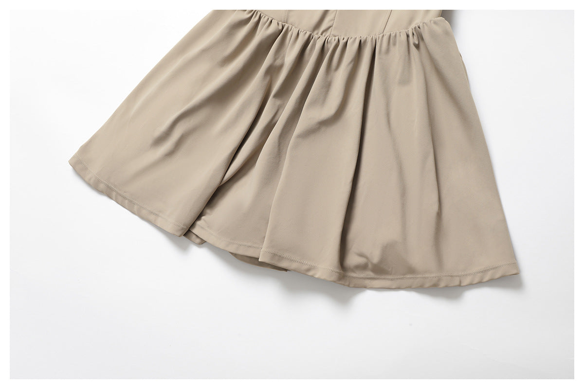 AMEL Court Sculpt Zip Tennis Dress – Sand