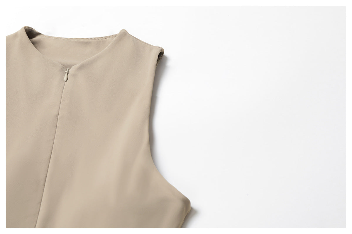 AMEL Court Sculpt Zip Tennis Dress – Sand