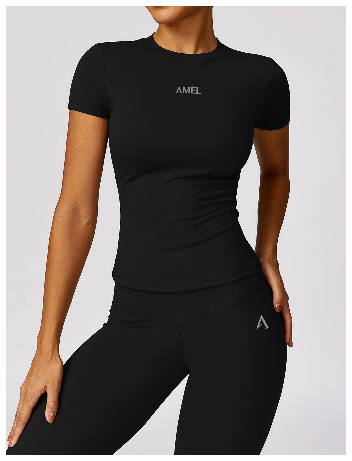 AMEL Essential Sculpt T-Shirt & Leggings Set – Black