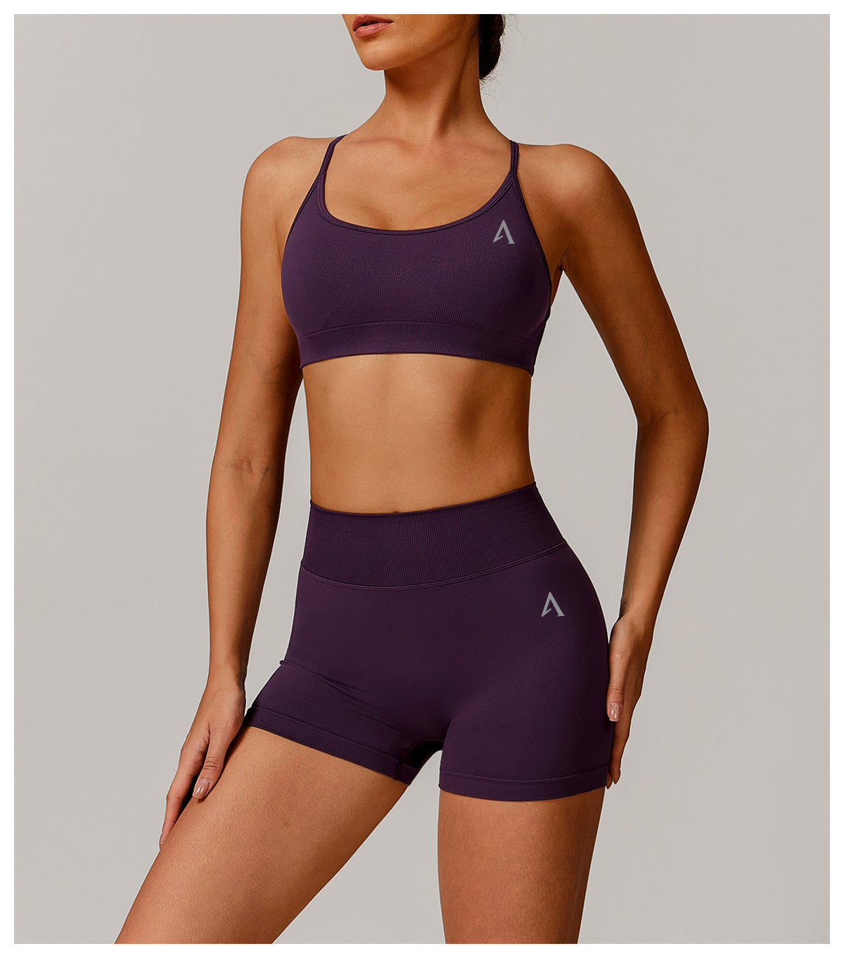 AMEL Sculpt Zip Jacket Activewear Set – Deep Purple
