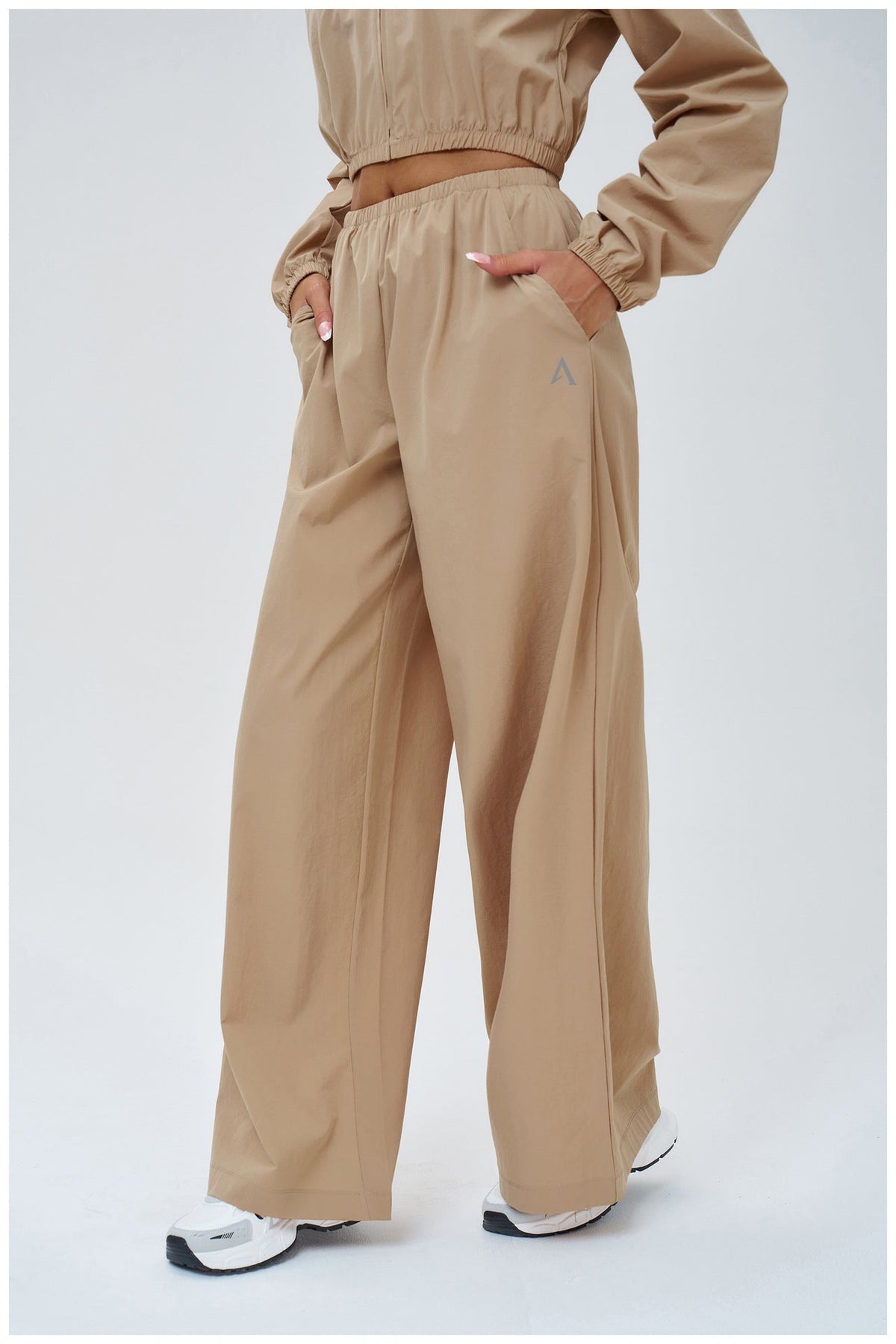 AMEL Women’s Oversized Windbreaker Tracksuit Set – Sand Beige