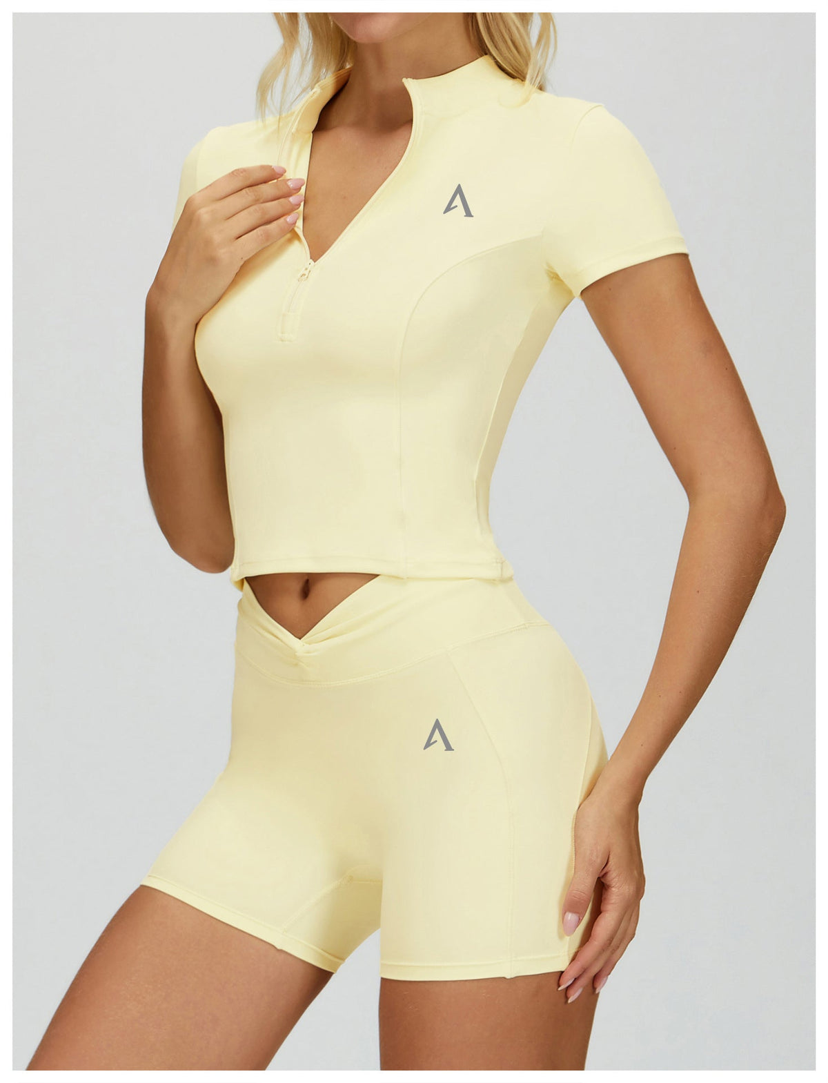 AMEL Twist Front Sculpt Activewear Set – Lemon Yellow