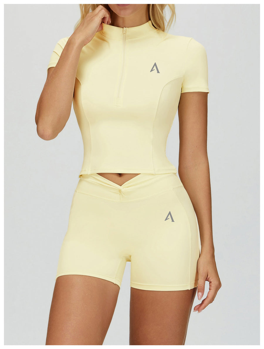 AMEL Twist Front Sculpt Activewear Set – Lemon Yellow