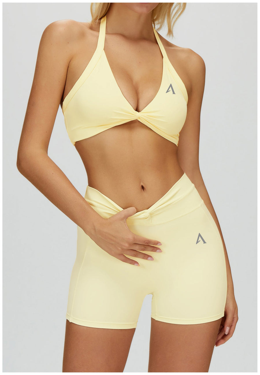 AMEL Twist Front Sculpt Activewear Set – Lemon Yellow